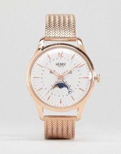 Часы с окошками даты и лунных фаз Henry London Richmond Moonphase - Золотой