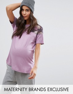 Футболка для беременных с сетчатой камуфляжной вставкой Missguided Maternity - Фиолетовый