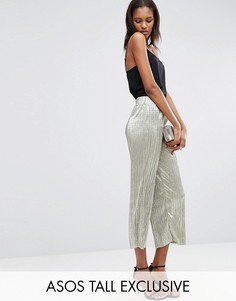 Плиссированные кюлоты цвета металлик ASOS TALL - Золотой