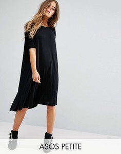 Платье-футболка кроя оversize с асимметричным подолом ASOS PETITE - Черный