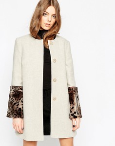 Пальто с манжетами из искусственного меха Helene Berman Oyster - Кремовый