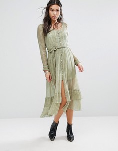Платье макси с блестками Free People - Зеленый