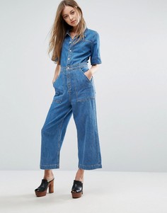 Джинсовый комбинезон с широкими укороченными штанинами M.i.h Jeans - Синий