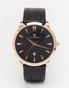 Классические часы с черным кожаным ремешком Accurist - Черный