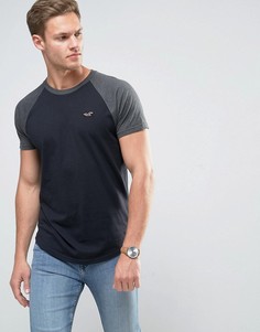 Узкая футболка с контрастными серыми рукавами реглан Hollister - Серый