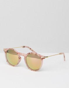Круглые солнцезащитные очки в розовой мраморной оправе с зеркальными стеклами ASOS - Розовый