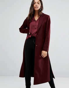 Пальто макси с разрезами по бокам New Look - Красный