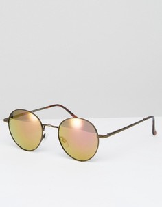 Круглые солнцезащитные очки с зеркальными стеклами AJ Morgan - Коричневый