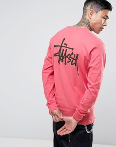 Лонгслив с логотипом на спине Stussy - Розовый
