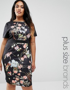 Короткое приталенное платье с боковыми вставками Praslin Plus Illusion - Черный