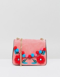 Розовая сумка через плечо с цветочным помпоном Skinnydip - Розовый