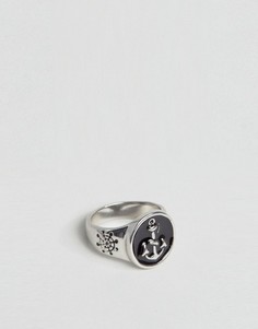 Серебристое кольцо-печатка с якорем DesignB эксклюзивно для ASOS - Серебряный