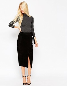 Замшевая юбка-карандаш с поясом оби ASOS - Черный