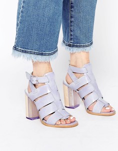 Кожаные сандалии на каблуке с ремешками Miista Isabella - Фиолетовый