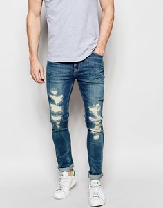 Рваные супероблегающие джинсы ASOS - Синий