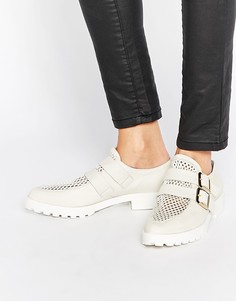 Кожаные туфли с пряжками на плоской подошве Miista Bhu - Белый