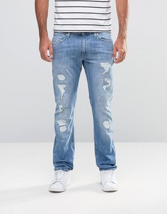 Светлые стретчевые джинсы скинни с потертостями Lee Luke - Синий