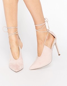 Туфли на каблуке с заостренным носком и шнуровкой ASOS PROPELLOR - Розовый