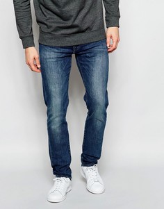 Умеренно-синие состаренные суженные джинсы стретч Levis 511 Amor - Синий