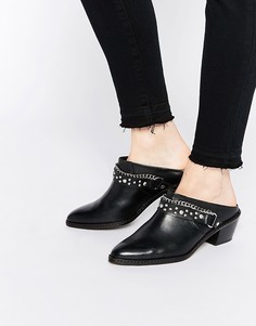 Черные кожаные сабо-ботинки с заклепками Hudson London Malen - Черный