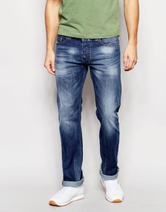 Прямые эластичные джинсы с грязным эффектом Diesel Jeans Safado 848C - Синий