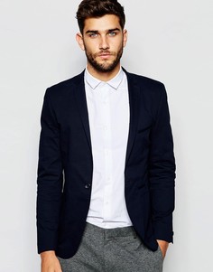 Супероблегающий хлопковый пиджак Vito - Темно-синий