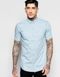 Рубашка из выцветшего денима с короткими рукавами Minimum - Синий