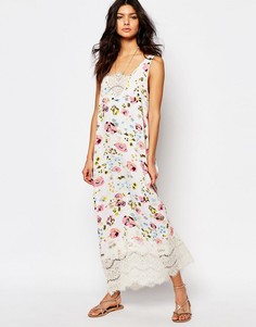 Платье макси с цветочным принтом и кружевной отделкой Somedays Lovin - Мульти