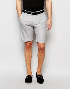 Облегающие хлопковые шорты с отворотами Selected Homme - Серый
