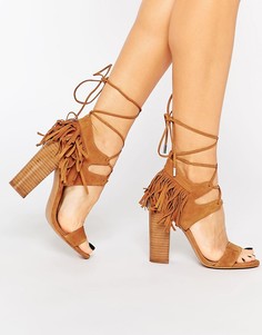 Светло-коричневые замшевые сандалии на каблуке Kendall & Kylie Saree - Рыжий