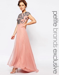 Платье макси с отделкой и открытой спиной Maya Petite - Розовый