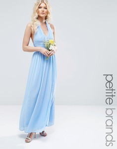 Шифоновое платье макси с халтером TFNC Petite WEDDING - Синий