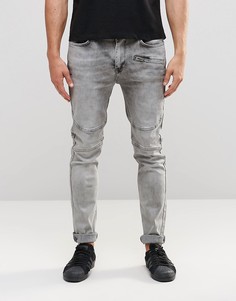 Байкерские джинсы с эффектом кислотной стирки Kubban - Черный
