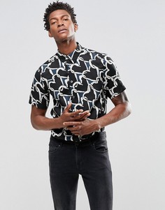 Рубашка узкого кроя с принтом в виде цепочек из сердечек Paul Smith - Темно-синий