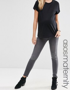 Серые джеггинсы для беременных с посадкой под животом ASOS Maternity Rivington - Серый
