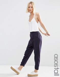 Льняные брюки галифе с накладными карманами ASOS TALL - Темно-синий