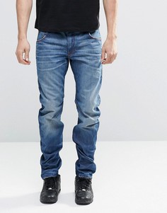 Узкие потертые джинсы G-Star 3D - Синий