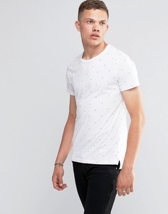 Короткая футболка-поло с принтом молний Jack & Jones - Белый