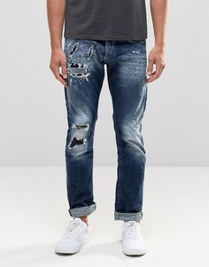 Темные прямые джинсы с рваной отделкой Replay Maestro No.2 - Синий