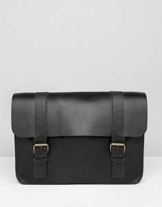 Изготовленный в Англии черный кожаный портфель ASOS - Черный