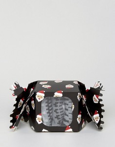 Набор из 3 пар носков с узором Фэйр-Айл в подарочной упаковке в виде хлопушки ASOS Christmas - Черный