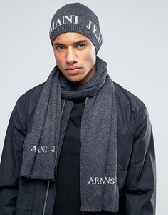 Шапка-бини и шарф с логотипом Armani Jeans - Серый