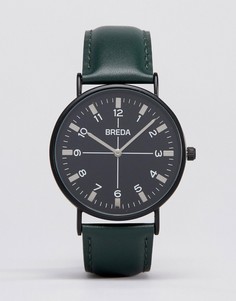 Часы с зеленым ремешком и черным циферблатом Breda Belmont - Зеленый