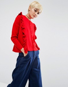 Тонкий кардиган с оборками ASOS - Красный