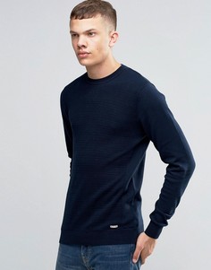 Контрастный трикотажный джемпер с круглым вырезом Bench - Темно-синий