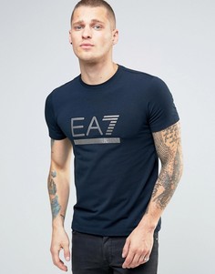 Темно-синяя футболка с логотипом Emporio Armani EA7 - Темно-синий