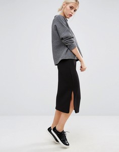 Фактурная трикотажная юбка миди Monki - Черный