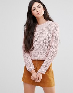 Розовый вязаный джемпер с косами Lavand - Розовый