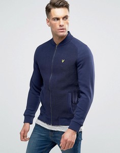 Темно-синяя двусторонняя куртка-пилот из фактурного трикотажа Lyle & Scott - Темно-синий