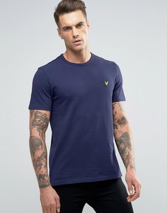 Темно-синяя футболка из пике с логотипом Lyle & Scott - Темно-синий